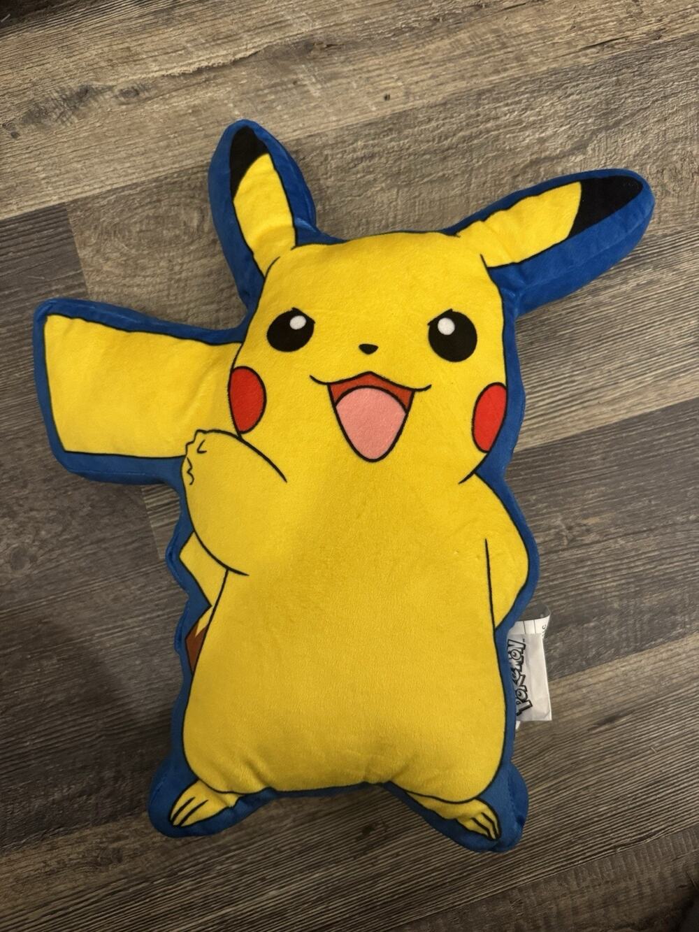 Pokemon Pikachu Lightning Zap Shaped Throw Pillow Cushion 2023 Blue Trim